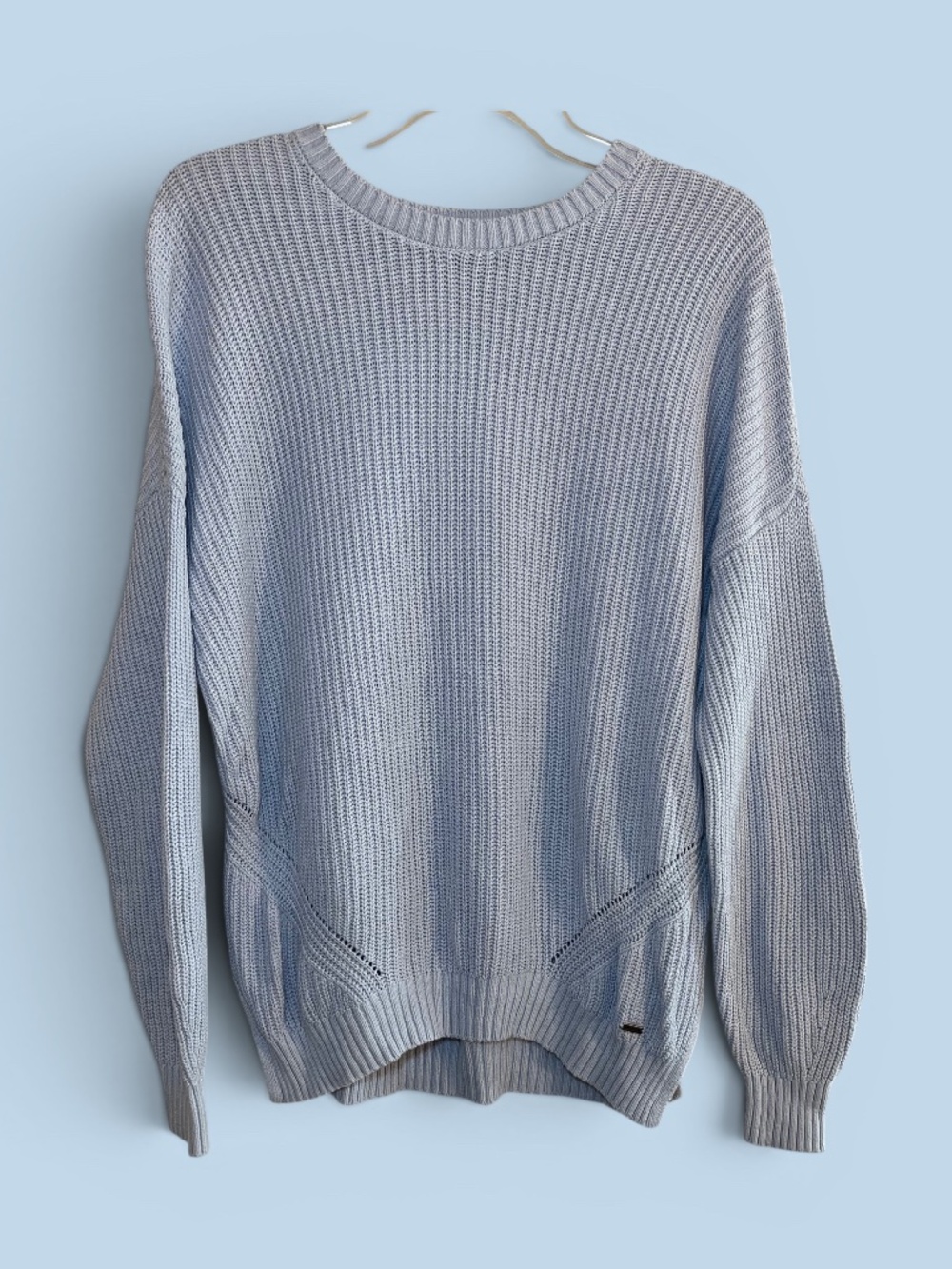 Hollister Oversized Pastel Blue Shaker Knit Cotton Viscose Sweater Size M